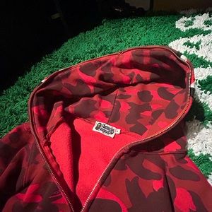 BAPE Red Camo Shark Full Zip Hoodie